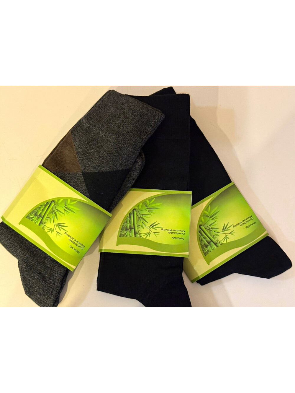 3 Pairs Men’s Bamboo Viscose Dress Socks Size 10-13 Black Gray New
